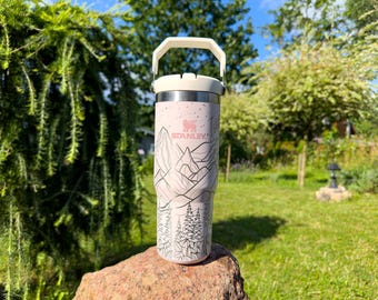 Personalized Stanley Tumbler: Engraved Mountains Design, 30oz/40oz