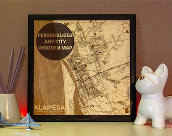 Custom Engraved City Wooden Map, Anniversary Gift