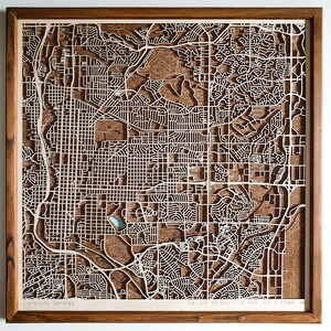 Stadtplan aus Holz, Stadtplan aus Holz, Colorado Springs Holzkarte, USA Holzkarte Geschenk für ihn Jahrestag Geschenk Valentinstag Geschenk