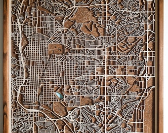 Wooden city map, Personalized wooden map, Colorado springs wooden map, USA wooden map