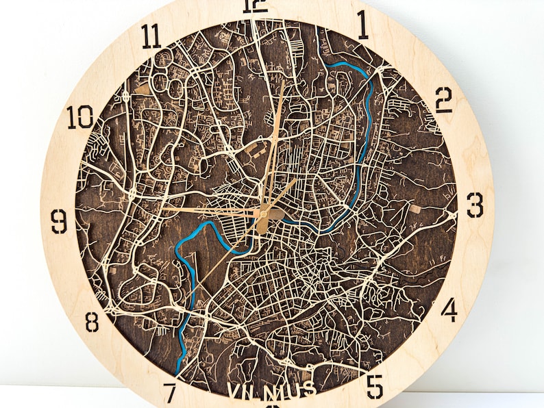 personalized wooden city clock vilnius wooden city map clock wall hanging clock clocks for wall large wall clock wooden wall clock.jpg