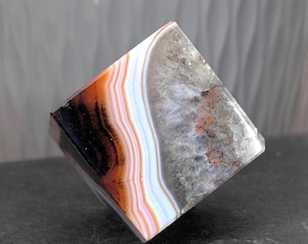 Sardonyx Floating Cube, Standing Cube, August Birthstone