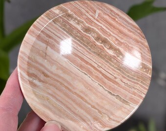 Banded Aragonite Bowl from Morocco, Banded "Onyx" Dish