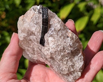 Raw Black Tourmaline, Schorl Tourmaline, Smoky Quartz Matrix