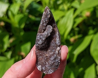 Sparkly Carved Druzy Quartz and Agate Teardrop