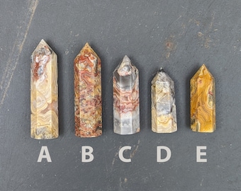 Crazy Lace Agate Tower: Self-Standing Crystal Point