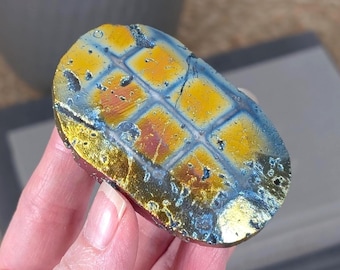 Aura Sphalerite Palm Stone, Titanium Coated Sphalerite, Rainbow Aura Titanium