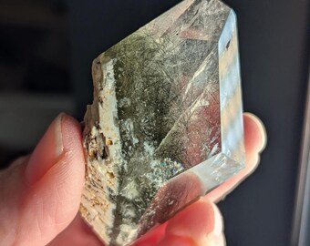 Green Rutile in Quartz Free Form