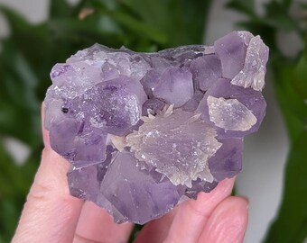 Amethyst and Calcite Cluster on Matrix, Self-Standing Amethyst
