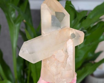 Clear Quartz Iron Oxide Cluster: Madagascar Crystal Display (4.67")