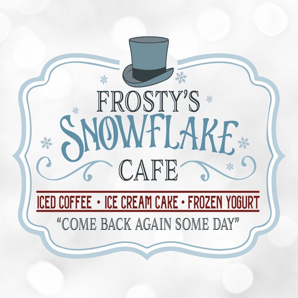 Vintage Frosty sVG Frosty es Snowflake Cafe Antik Schneemann Bauernhaus Land Weihnachten Dekor Urlaub Einfache Plotterdatei DFX PNG Digital Download