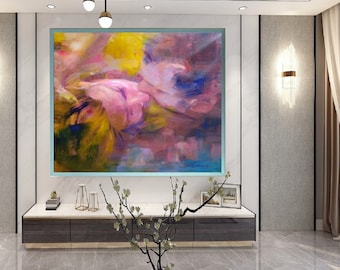 Forever Honey-Don Rony-L117-Large Canvas Home Decor Holiday Artwork Texture Abstract Painting Dining Room Wall Art