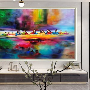 Contemporary Last Supper-Don Rony-T46-Large Canvas Home Decor Holiday Artwork Texture Abstract Painting Dining Wall Art