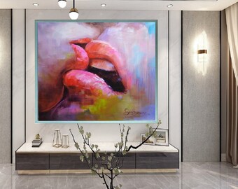 Love Me True-Don Rony-L107-Large Canvas Home Decor Holiday Artwork Texture Abstract Painting Dining Room Wall Art