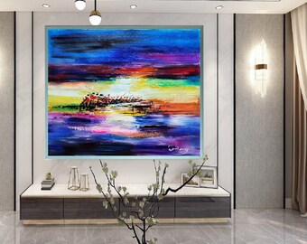 Cannon Fire in Waterloo-Don Rony-T41-Large Canvas Home Decor Holiday Artwork Texture Abstract Painting Dining Room Wall Art