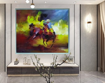 Tame the Wild Horse-Don Rony-L97-Large Canvas Home Decor Holiday Artwork Texture Abstract Painting Dining Room Wall Art