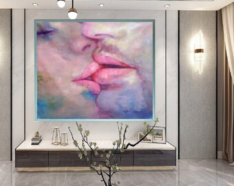 Love of Super Glue-Don Rony-L118-Large Canvas Home Decor Holiday Artwork Texture Abstract Painting Dining Room Wall Art