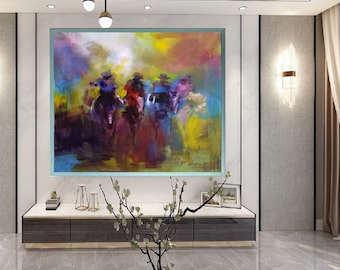 Four Fast Gunmen-Don Rony-L94-Large Canvas Home Decor Holiday Artwork Texture Abstract Painting Dining Room Wall Art