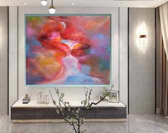 Kissing in Sunlight-Don Rony-L108-Large Canvas Home Decor Holiday Artwork Texture Abstract Painting Dining Room Wall Art