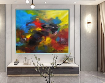 Wind Rider-Don Rony-L91-Large Canvas Home Decor Holiday Artwork Texture Abstract Painting Dining Room Wall Art
