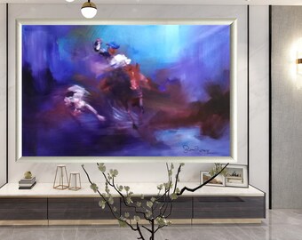 Hunting-Don Rony-L84-Large Canvas Decor Artwork Texture Abstract Painting Dining Wall Art
