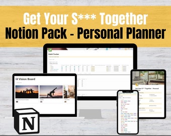 GYST Notion Template Personal Edition with planners trackers and checklists to help you organize your entire life in one place