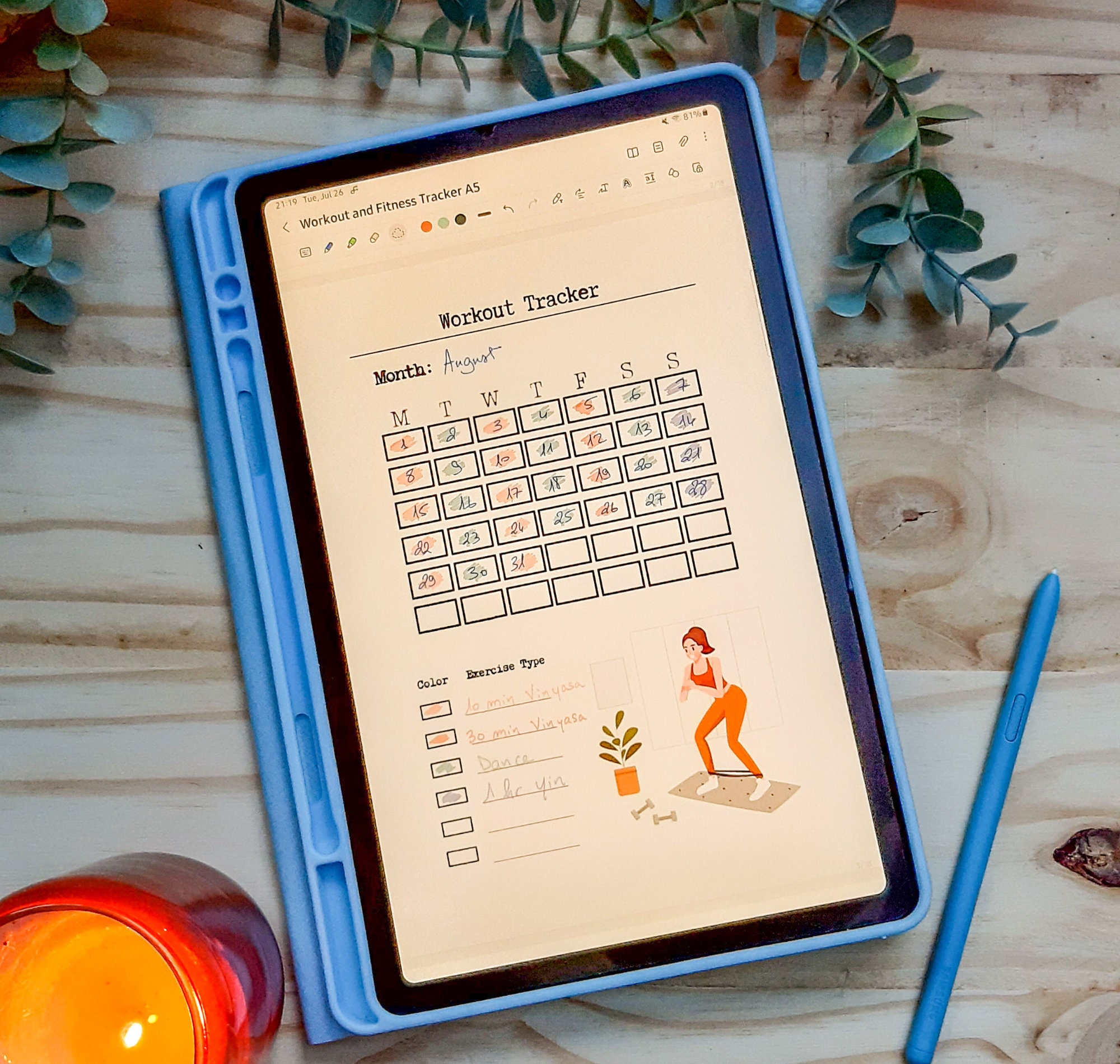 Workout and Body Tracker Printable and Tablet Friendly in A4 and A5 ...
