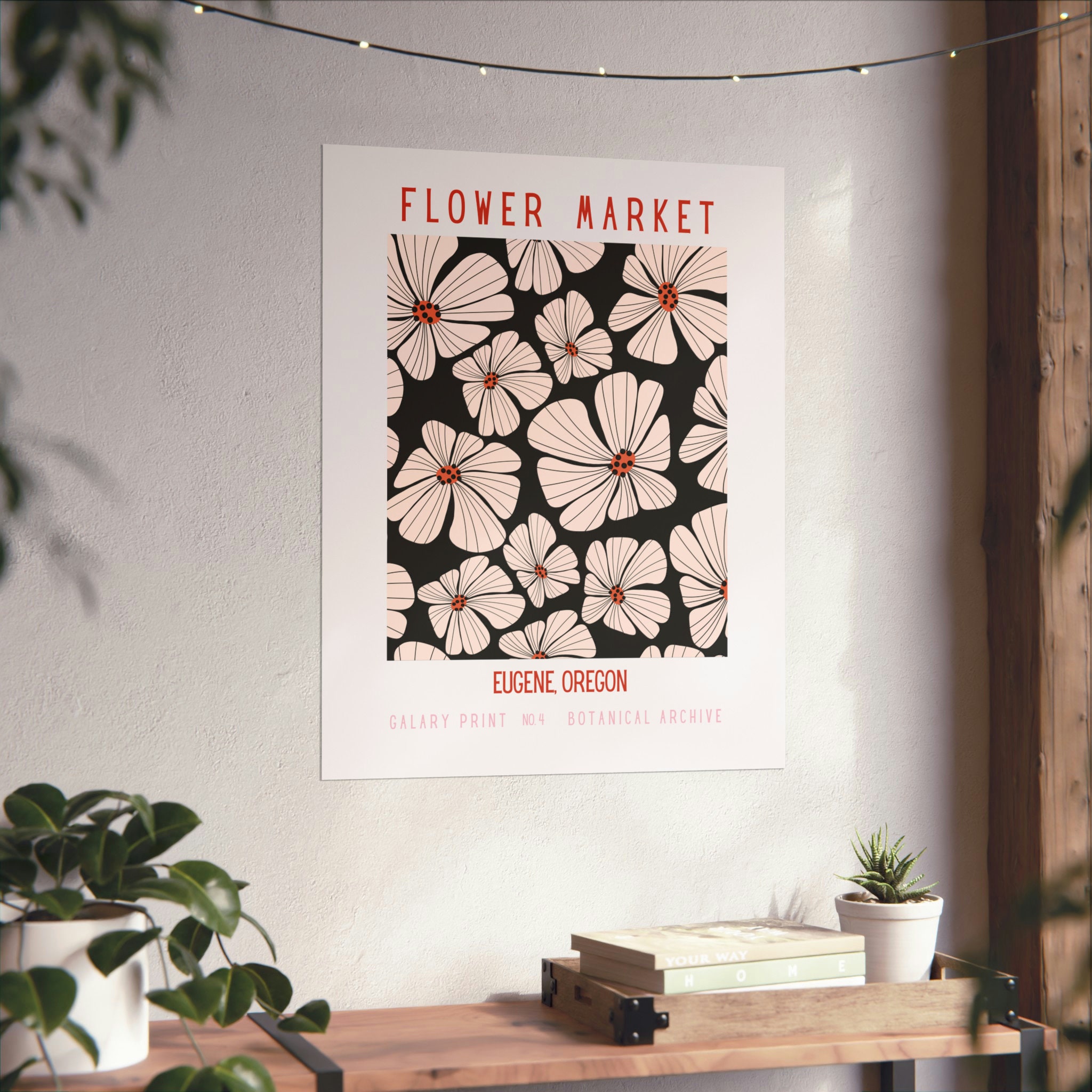 Flower Market, Eugene, Oregon Matte Poster. Bring the Charm of the