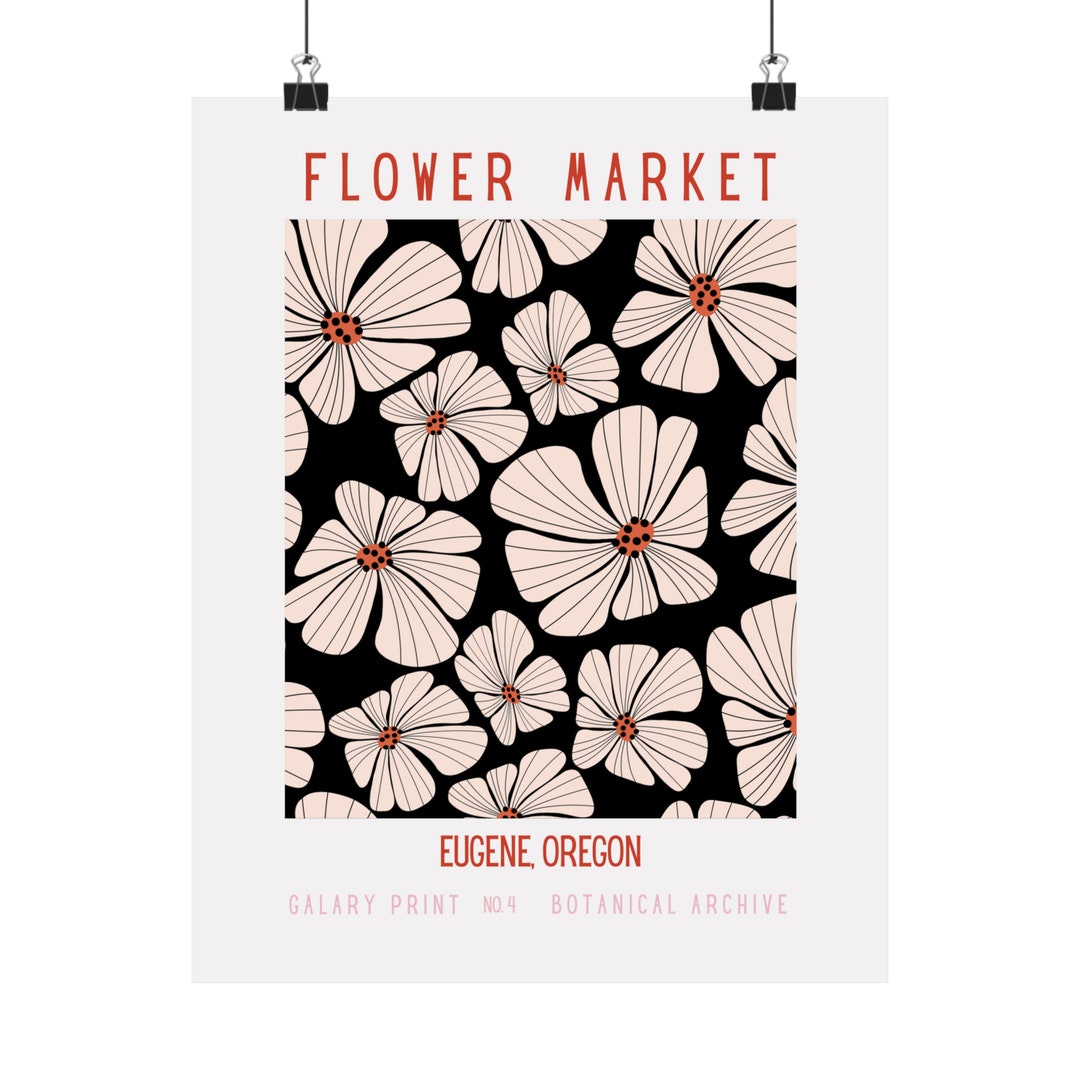 Flower Market, Eugene, Oregon Matte Poster. Bring the Charm of the