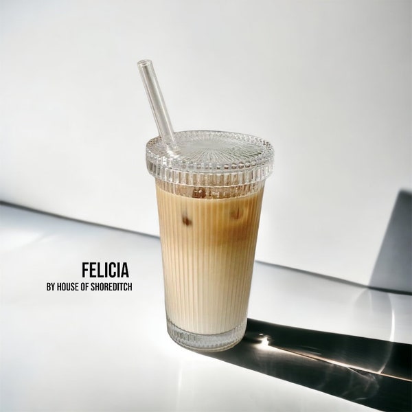 FELICIA - Ribbed, nordic, tumbler, glassware for espresso, latte, matcha drinks with straw