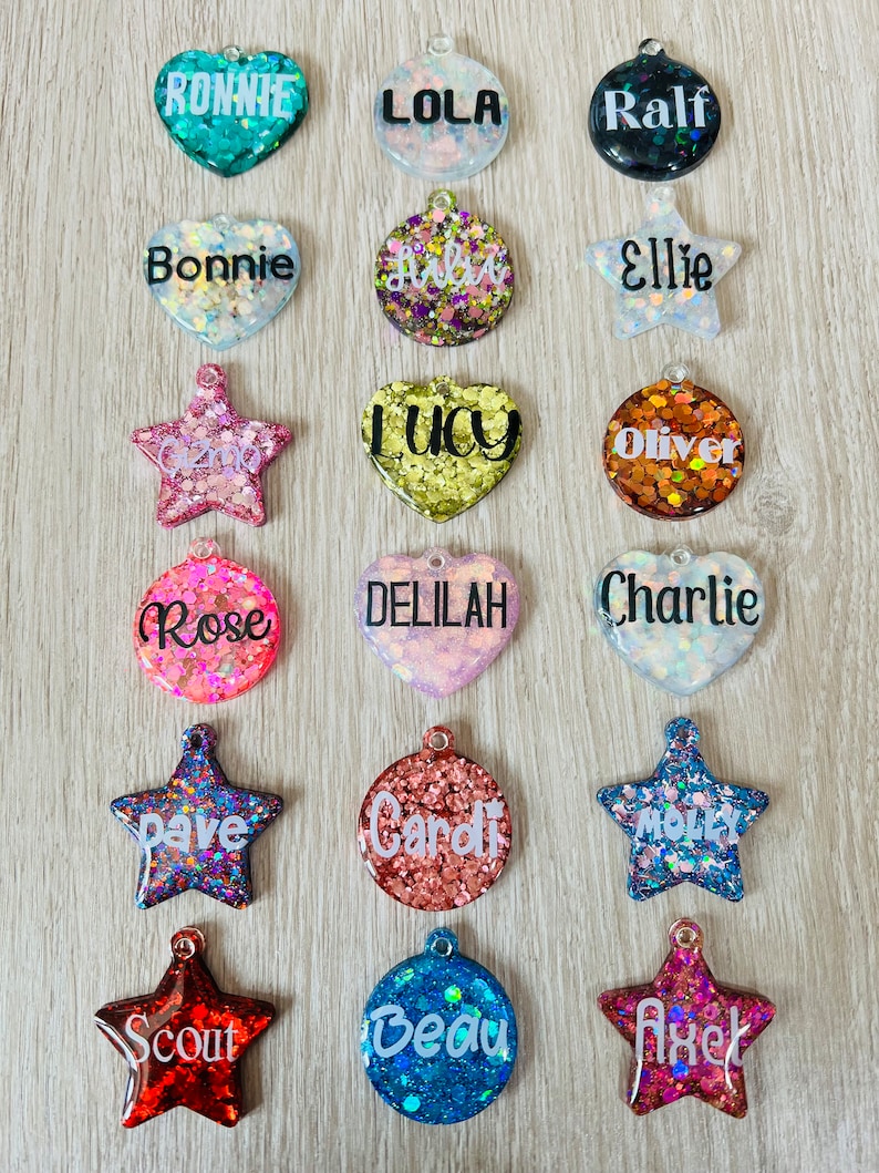 Handmade resin dog pet ID name tags image 2