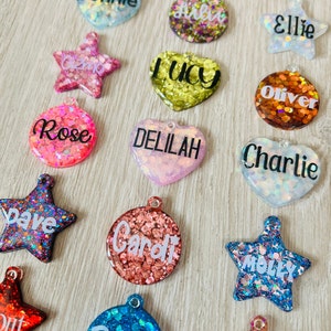 Handmade resin dog pet ID name tags image 1