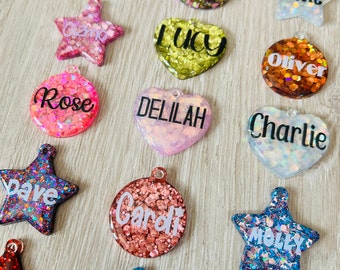 Handmade resin dog pet ID name tags