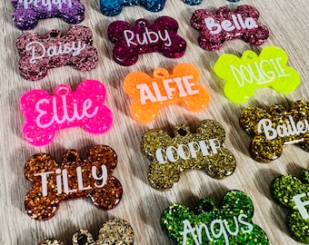 Handmade resin dog cat pet name ID tag various sizes