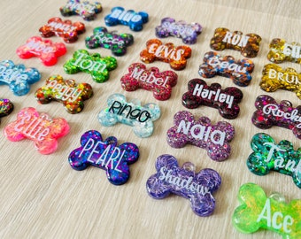 Handmade resin dog cat pet name ID tag