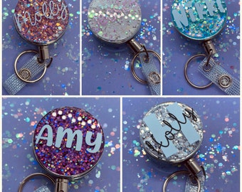 Glitter Resin Name Badge Reel, Nurse Badge Reel