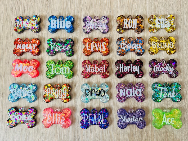 Handmade resin dog cat pet name ID tag image 2