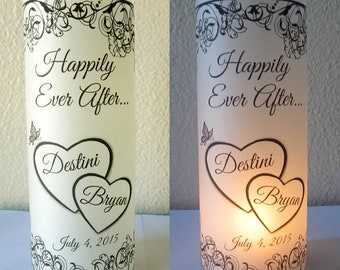 12 Personalized Wedding Anniversary Centerpiece Luminaries Hearts Table Decoration, Please review item description, *NOT GLASS*