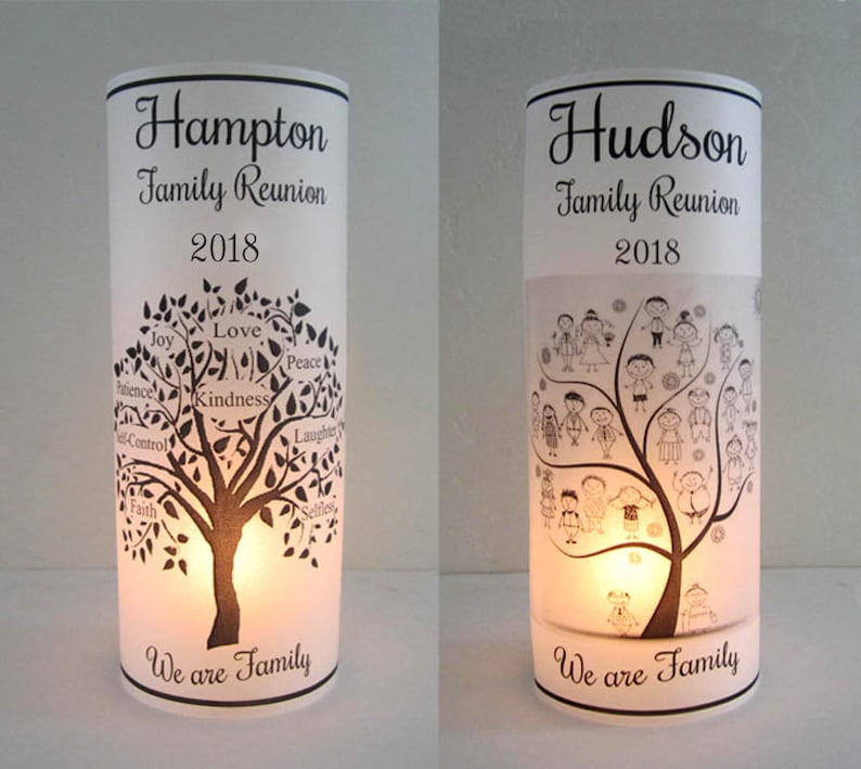 12 Personalized Family Reunion Party Centerpiece Table Decor Vellum Luminaries, Family Tree. read item description b4 ordering ,Not GLASS image 1