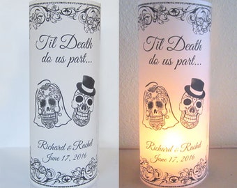 12 Personalized Sugar Skull, Day of the dead, Centerpiece Table Decoration luminaries