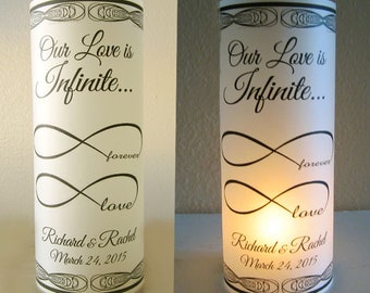 12 Personalized Wedding Centerpiece infinity infinite Love Luminaries Table Decoration