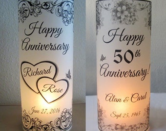 12 Personalized  Anniversary  Centerpiece Table Decoration Luminaries. Please read item Description  before placing an order!NOT GLASS**
