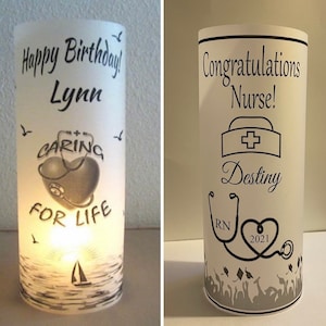 12 Personalized Retirement, Birthday, Graduation.  Medical, Nurse, Doctor, Health Care Luminaries Centerpiece Table Decoration, vellum