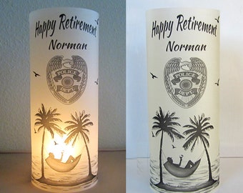 12 Personalized Police officer Sheriff Retirement / Birthday Centerpiece Luminaries Table Decoration