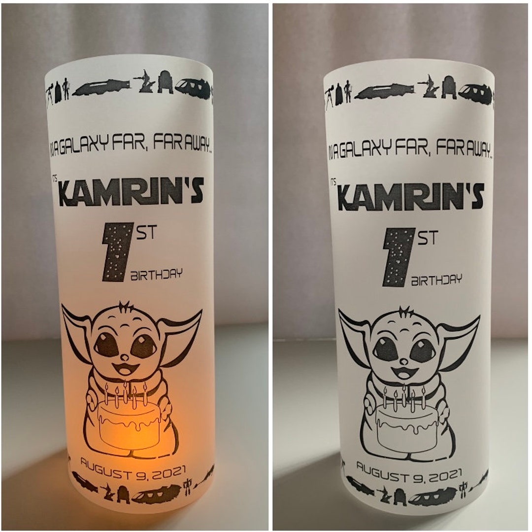 12 Personalized , Birthday, Star Wars, Yoda, Centerpieces, Vellum Luminarie Table Decoration
