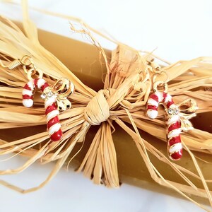 Golden Candy Cane Earrings Set | Dangle | Holiday Style | Winter Theme