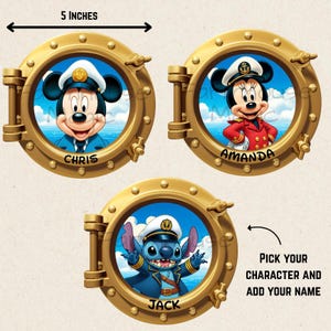Disney Cruise Door Magnet Captain Themed Porthole Personalized