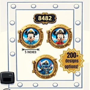 Disney Cruise Door Magnet Captain Themed Porthole Personalized