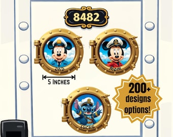 Disney Cruise Door Magnet Captain Themed Porthole Personalized
