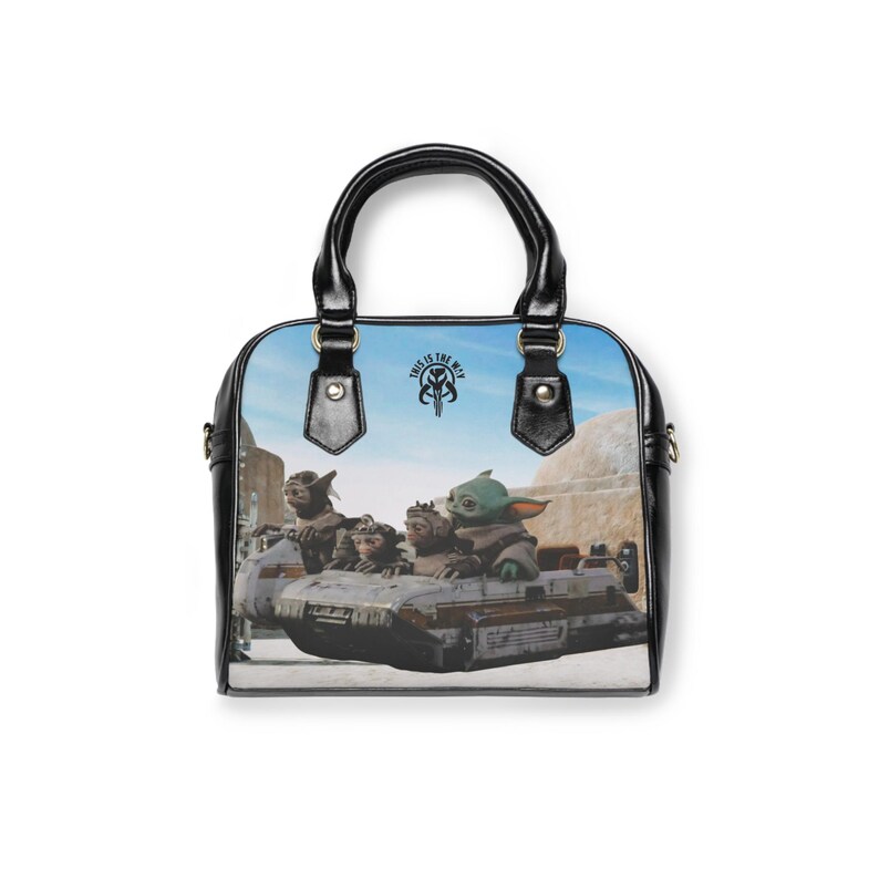 Bolsa de ombro com estampa da cena de Mandalorian | Arte de caçador de recompensas espacial imagem 2